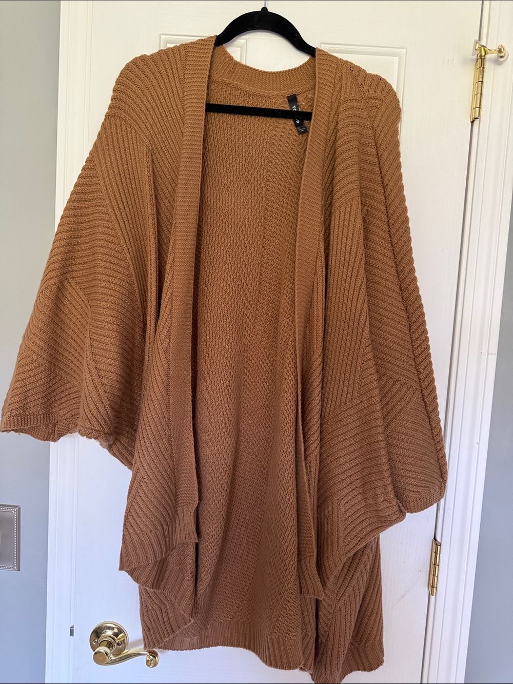 torrid Open-Front Ribbed Cardigan in Camel Brown